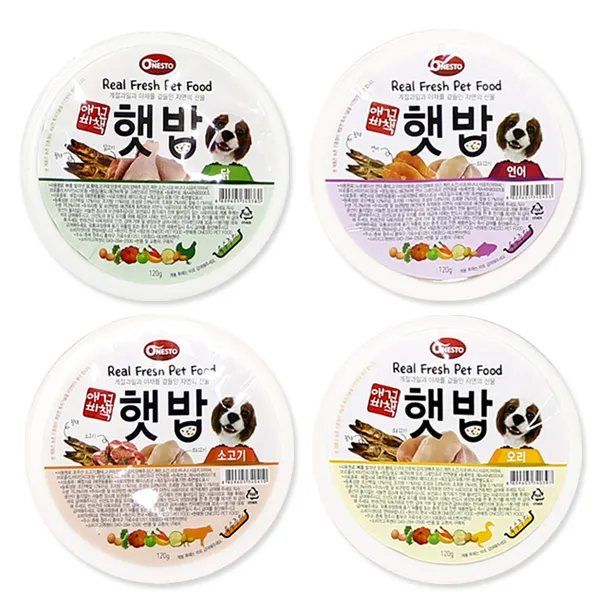 애견비책 햇밥 맛보기4종 닭+연어+소고기+오리 개보약 햇밥 소고기 6개