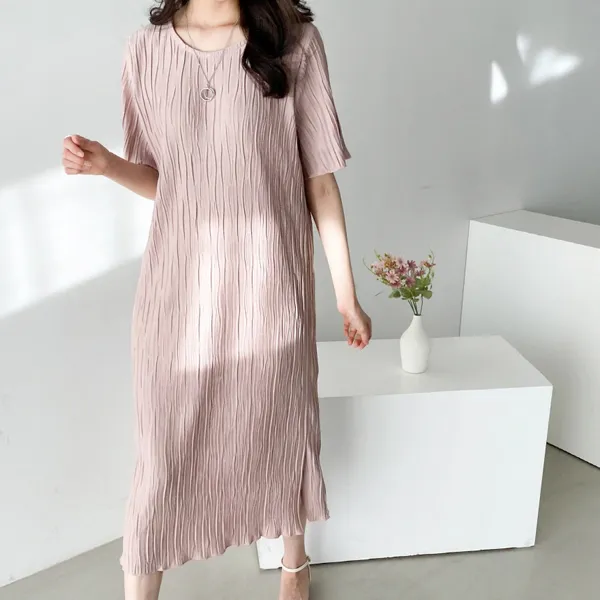 라라온 밑트임 롱주름 원피스