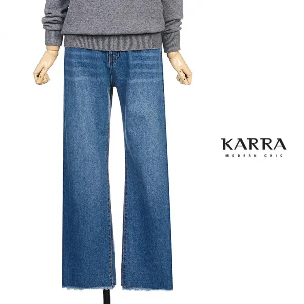 KARRA (77까지)메신워싱블루수술와이드데님팬츠_KB9WPT009C