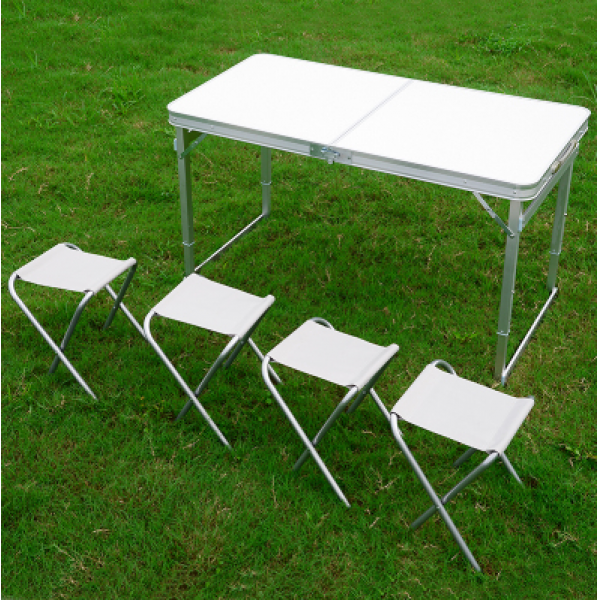 지에스컬쳐 휴대용접이식테이블 사파리 자 휴대용트 가정용 1 2메터 각파이프 보강 책상테이블 노점 나룻배 심플 각파이프 화이트 _4개 스툴