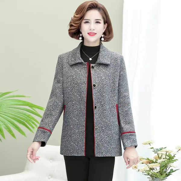 트위드자켓 모직외투 47가을미시룩 트렌치코트 53중년 아주머니 재킷 60세 여성복 숏스타일 코트 nv가지