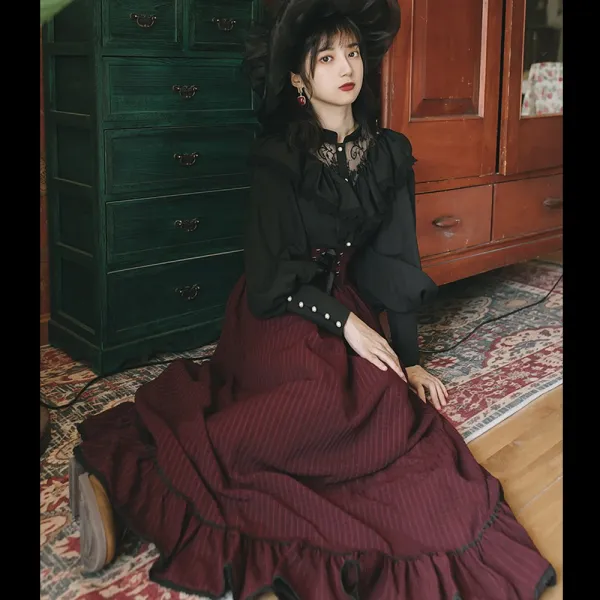 프렌치 소매 하이웨스트 복고풍 원피스 개화기의상 중세시대 드레스 궁중 원피스