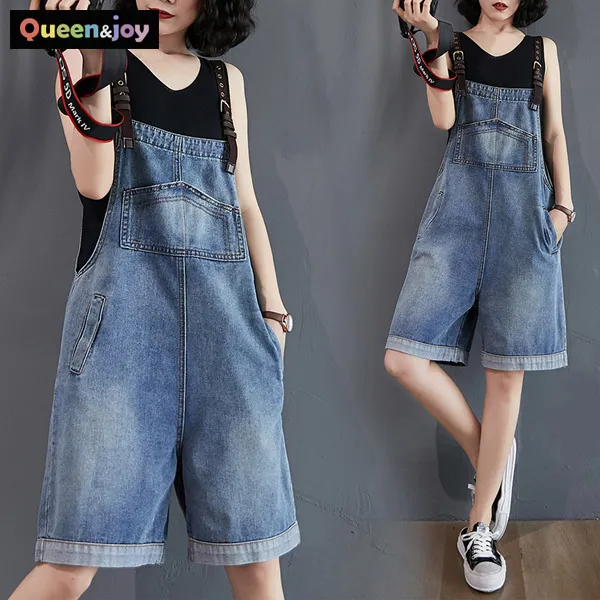 퀸앤조이 데님 스탠다드 멜빵 반바지***판매자 SSK무역***