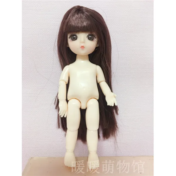 8부 BJD 몽리 3D 진짜 눈 라이크 맹아 풀 가죽 관절 체소꿉놀이 공주, 씰브라운일자뱅누드하이대략16cm~다섯개를사다