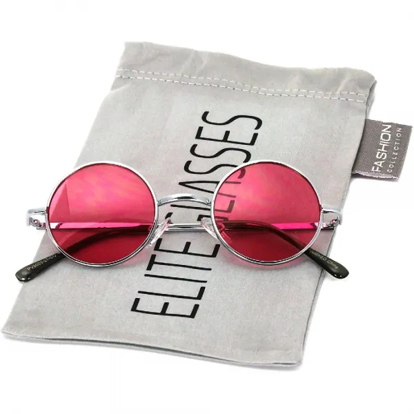 Elite Glasses 존 레논 소식통 패션 선글라스 작은 금속 라운드 원형 엘튼 스타일
