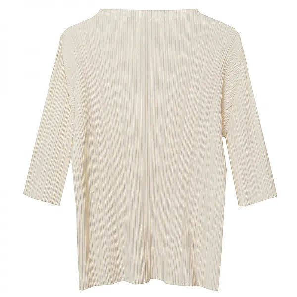 여름 정색 심플 와이드 반 소매 반폴라 주름 상의 여 셔츠 통근 Ol 작업복