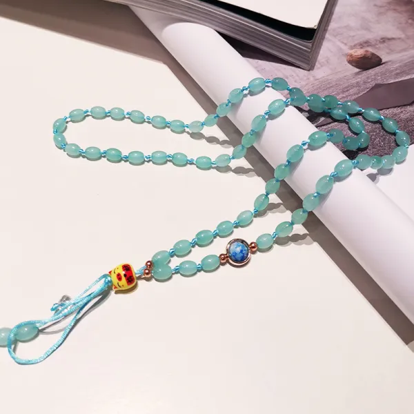 핸드폰 끈 여걸 멱살 꼬임 속국풍 비취옥 펜던트 크리스털 구슬 손목 애플 X 화웨이 오픈 Vivo 1 롱청색 비취 걸개밧줄