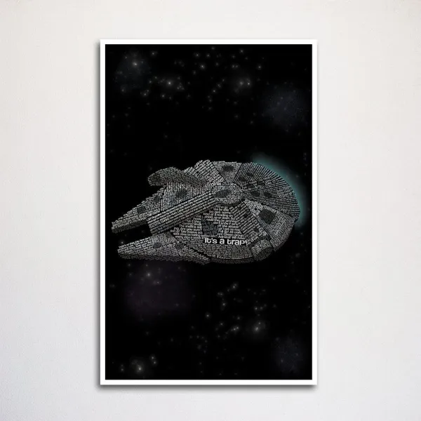 The Art of Scott W Smith 벽 홈 장식 | 따옴표로 만든 | 스타 워즈 밀레니엄 팔콘 워드 아트 인쇄 11x17, 상세페이지참조