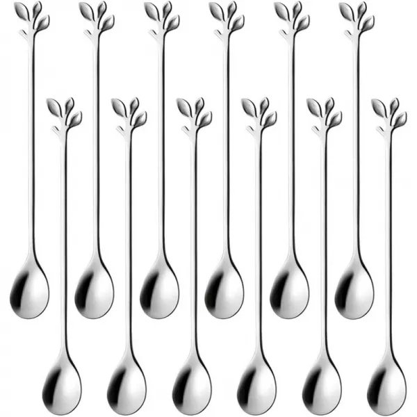 대다수 커피 스푼 세트 티스푼 크리에이티브 커피 아이스크림 스푼 스테인리스 스틸 미니 스터링 스푼, 은_1