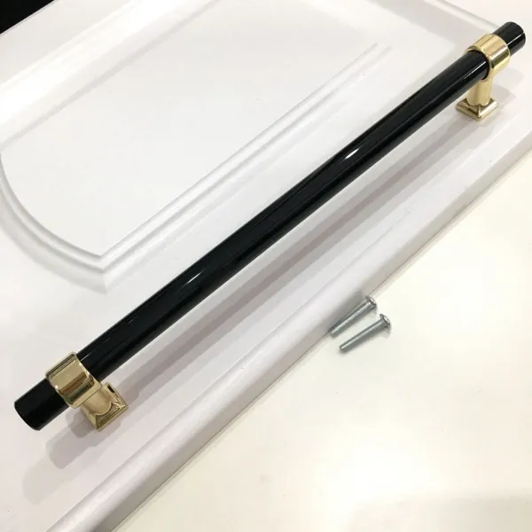 QDY 조정 가능한 피치를 가진 까만 아크릴 부엌 문 내각 손잡이 잡아 당기기 손잡이, 금 - 264mm