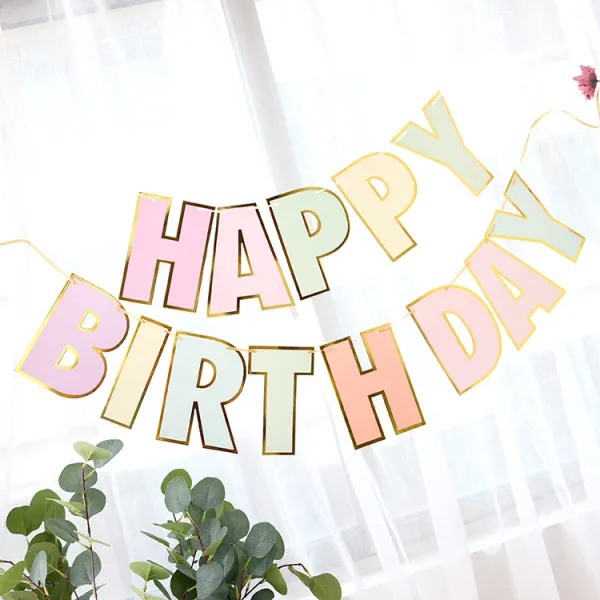 빼다 생일 축하 파티 가랜드 꾸미기 장식 소품 해피버스데이 현수막, 큐티마카롱