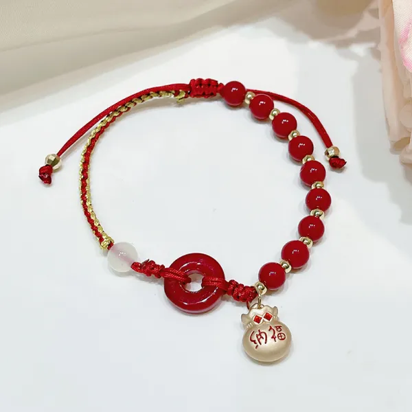 생일선물펜던트 팔찌 액세서리 여성 주사 본명 년 띠 레드 에스닉 무드 염주 트윈 3419277248, 957-#6 받아들이다 복주머니