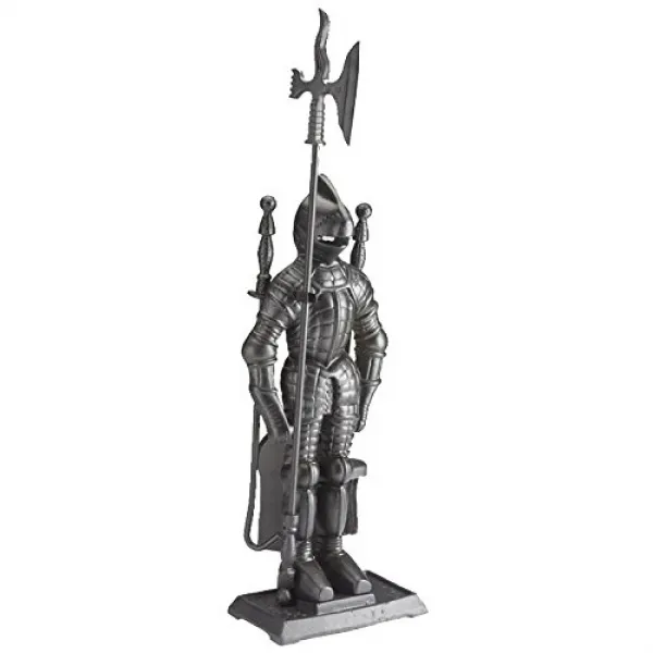 Lizh Metalwork Dark Knight Fireplace Tool Set Black Cast Iron Lizh 금속 세공품 어두운 기사 벽난로 도구 세트 검은 주철, 1