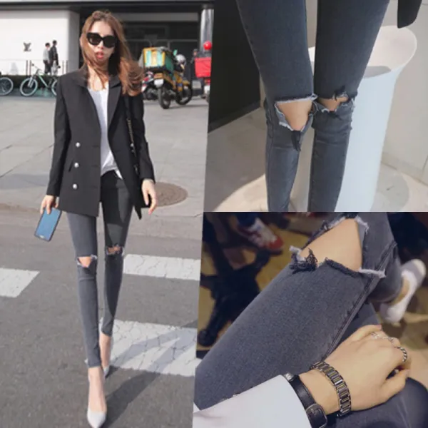 머머다 여성 하이웨스트 빈티지 스킨니 청바지 데님29 Iim29