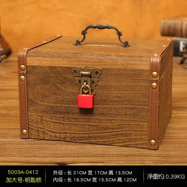 동전저금 골동품 궤짝 비즈보관함 보물상자가방, 초대형 키 잠금