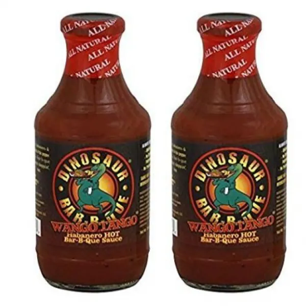 Dinosaur Wango Tango Habanero Hot Bbq Sauce (Pack of 2) 공룡 왕고 단고 하바네로 불고기 소스 (2 팩), 1