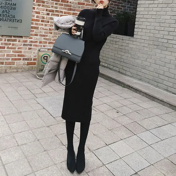 센슈얼드림 여성 롱원피스 골지원피스 브이넥원피스 오버핏원피스 5 K