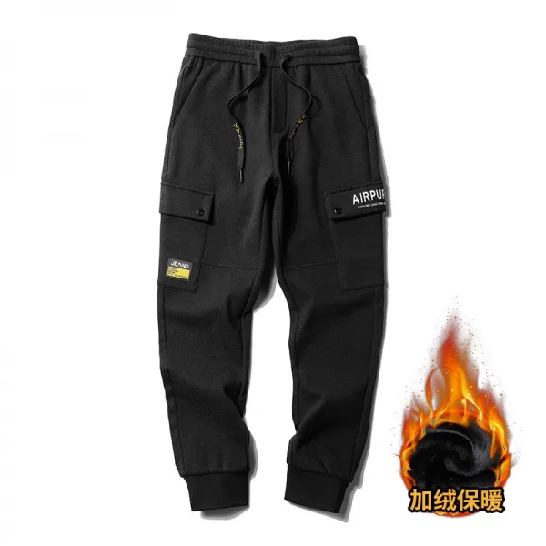 심쿵직구 남성 캐주얼 추동 멀티포켓 기모벨벳 바지