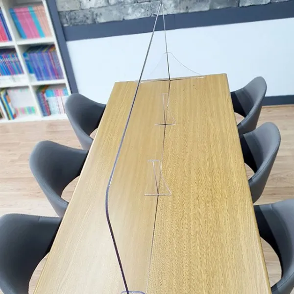 주식회사집현전 식탁 가림판 폴리카보네이트5T - 6인용 칸막이 일자받침대형, 높이500