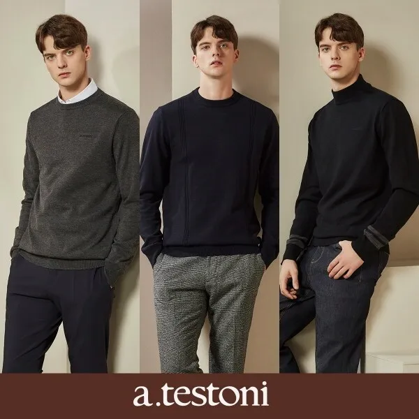a.testoni 아테스토니 소프트터치 니트풀오버 3종세트 남성