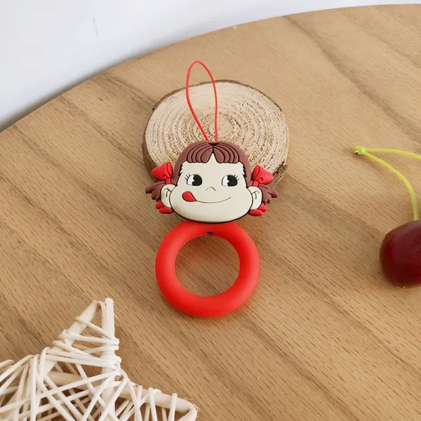 입체 두꺼운 실리콘 핸드폰 반지 링 애니메이션 짧은 줄 건 열쇠걸이 충격흡수 래빗 다이노스 아니 끊기다 1 핸드폰 반지 링 밀크 누이동생