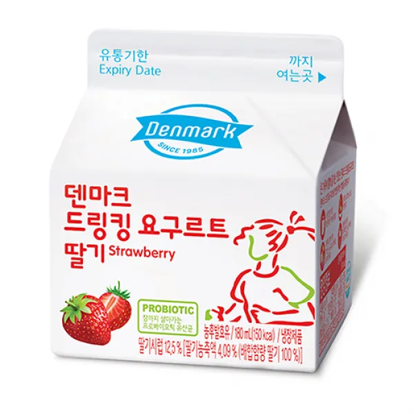 덴마크 드링킹 요구르트 정기배송 금요일마다 딸기 10개씩 4주간 총40개 배송