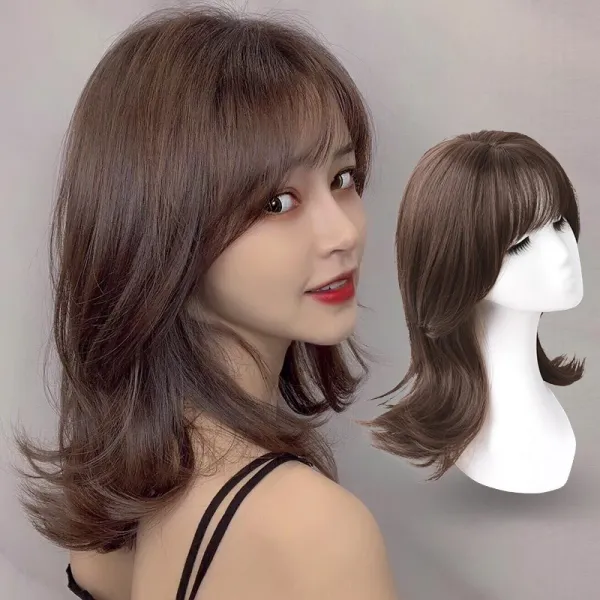 행보궁 티안나는 숏컷 투톤 여자단발가발 커트 웨이브, 1개, 밤송이가 까맣다