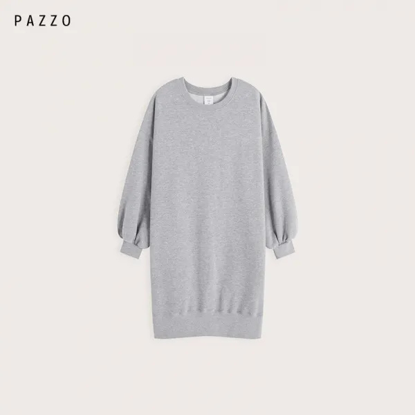 PAZZO 순면 여성 겨울 맨투맨 올인원 스커트 MIT 캐쥬얼 팽배 소매길이 판맨투맨 상의 P