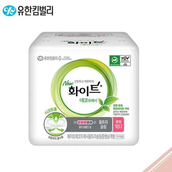 화이트 에코프레시 울트라날개 중형18p x24개(B), 단품