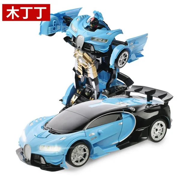 목틴디원격조종 자동차 부가디원격조종 자동차로보트 스마트 한키 원격조종 변형완구차 1:12 사이즈 어린이 소년 완구 사륜조종 로보트변형차, 단일상품