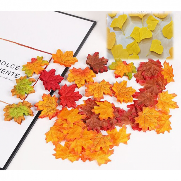 [라온] 은행잎 조화 단풍 낙엽 조화 인테리어 조화 어린이집 낙엽놀이 조화 100장 200장