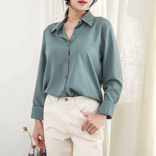 [오버나인] 여성 데일리 셔츠 긴팔 남방 링클 티 블라우스