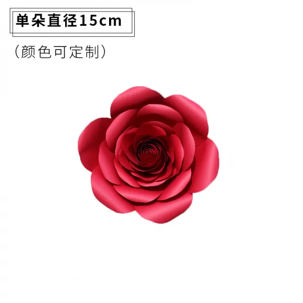 종이꽃 진열창 장식 소품 결혼축하 길안내 인테리어 레드 장미꽃 벽배경 수공업, T01-단송이 꽃송이 직경 15CM