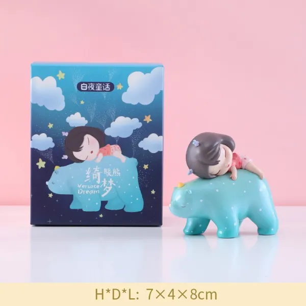 인물피규어 백야 동화 lite상록 판다 장군 테이블면 차량용장식소품 예술 피큐어 생일선물, T25-따뜻한 곰 아름다운꿈속 lite-하천