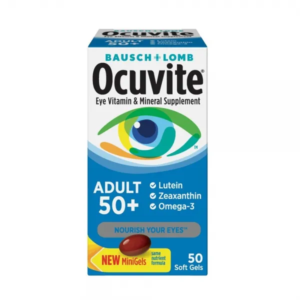 프리비젼 Bausch Lomb Ocuvite Adult 50+ Eye Vitamin & Mineral Softgels 50 2PK 오큐바이트 눈 비타민 성인50 플러스 황반 퇴화 50정 2개, 1개, 50