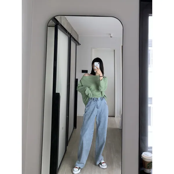 임산부청바지 surblue봄 뉴타입 일자핏 와이드팬츠 청바지 할아버지바지 여성루즈핏 하이웨스트 길어보이는다리 동일한타입