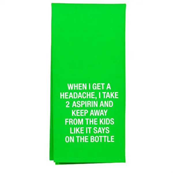 About Face Designs Headache Take 2 Aspirin Keep Away From Kids Cotton and Linen Towel 25.5 x 19 Inc, 1