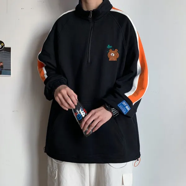 Jan.09 143번 차이나 맨투맨 남풍ins루즈 집업 봄 패션 곰돌이 점퍼Z