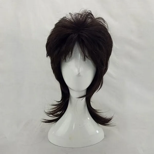 HAIRJOY 남성 가발 계층화 된 곱슬 머리 중간 길이 고온 섬유 합성 남자 코스프레 가발 7 색상을 사용할 수, 01 18 inches, 01 black brown