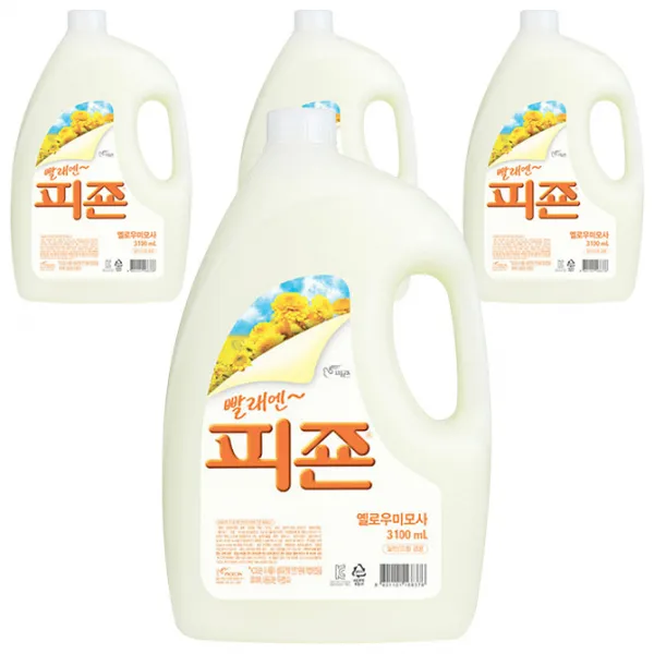 피죤 레귤러 섬유유연제 옐로미모사 본품, 3100ml, 4개