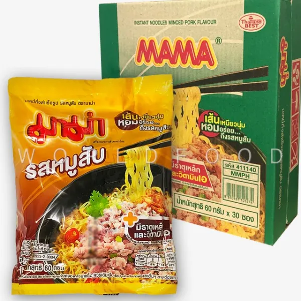 월드푸드 태국 라면 마마 민스드 포크 플레이버 돼지고기맛 60g, 30개