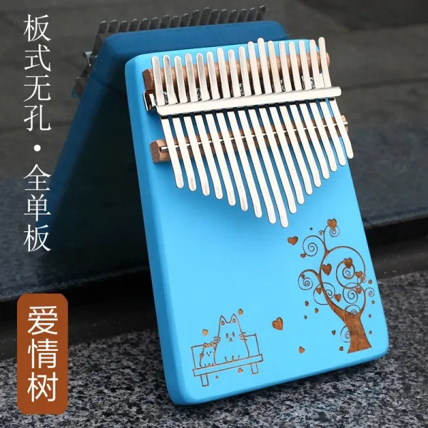 휴대용 Kakalimba 엄지 피아노 Kalimba17 톤 팀파니 Plectrum 성인 초보자 악기 17 톤 블루 러브 트리