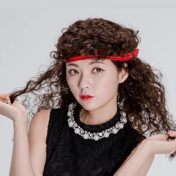 POOKAS 인디언 여자 코스프레 가발 복고머리 코스튬 파티가발