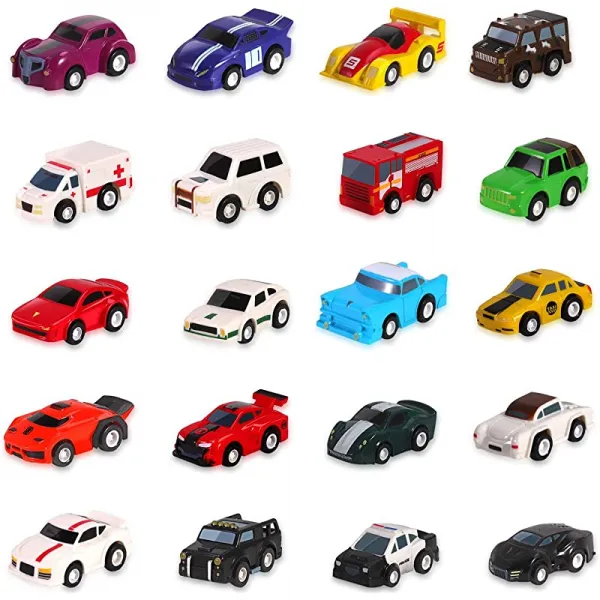 20 다양한 Pull Back Cars Deluxe Gift Pack Play 세트 컬러풀 미니 마이크로 장난감 자동차 경주 차량 경찰 소방차 앰뷸런스 등, 상세페이지 참조