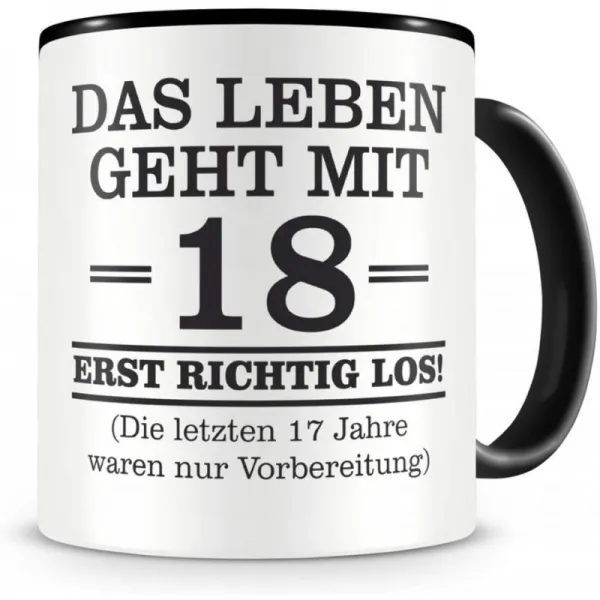 사무시® 18세에 생일컵 직업 선물 커피컵 커피컵 커피머그잔 18년 300ml 블랙/블랙