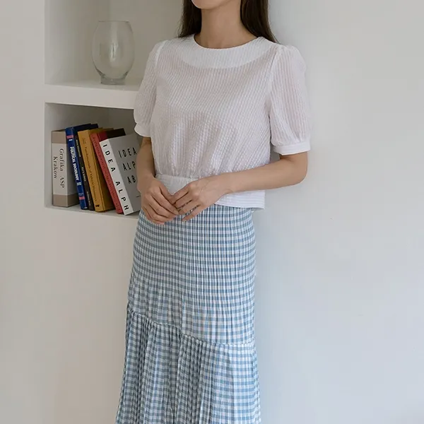 나인 Bl 3650 백 스트랩 크롭 블라우스