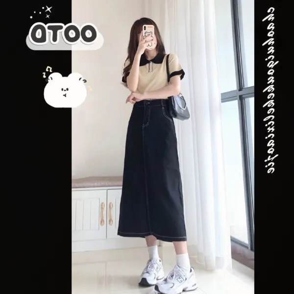 루다샵 여름투피스원피스 빅사이즈 여성의류 MM 롱 프렌치시크 첫사랑 티타임 데님 점프슈트
