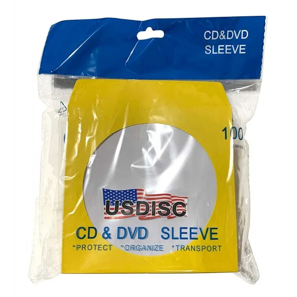 USDISC Paper Sleeves 100g Window Flap Yellow Pack of 400