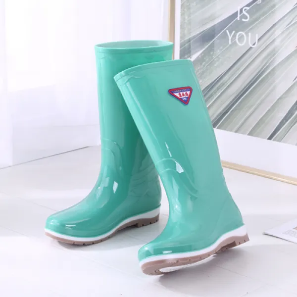 해외 레인부츠 여성 하이힐 롱