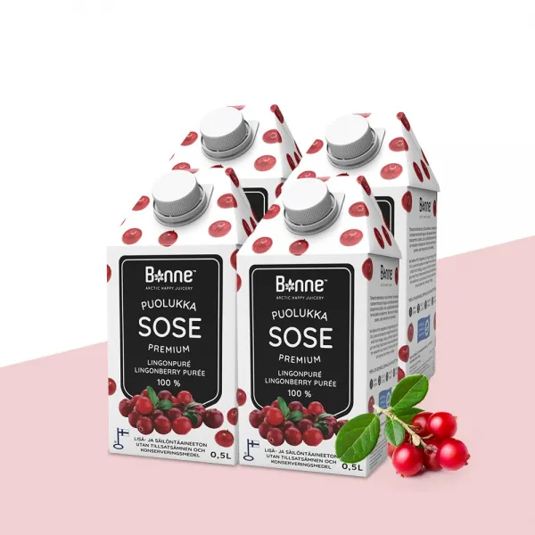 공식판매처 본네 핀란드 링곤베리 퓨레 주스 500ml x 4팩, 4개, 500ml